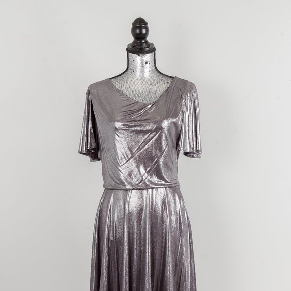 NWT HALSTON HERITAGE METALLIC DRAPED dress - small - Picture 2 of 7